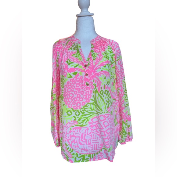 Lilly Pulitzer Silk Pineapple Print Top NWT - Picture 4 of 8